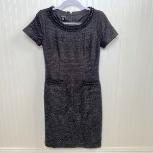 Talbots Black Sparkle Tweed Sheath Dress